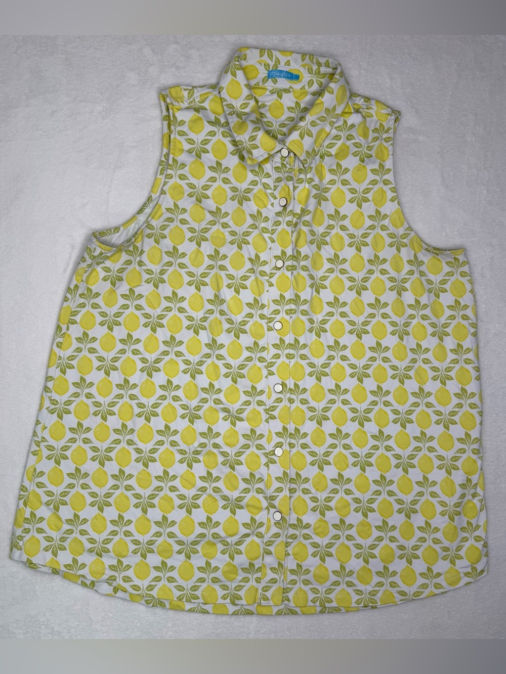 J McLaughlin top Sleeveless Button Down Lemon Top Size Large